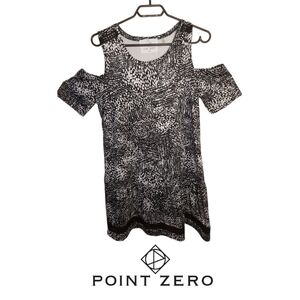 Point Zero Black & White Stretchy Cold Shoulder Dress